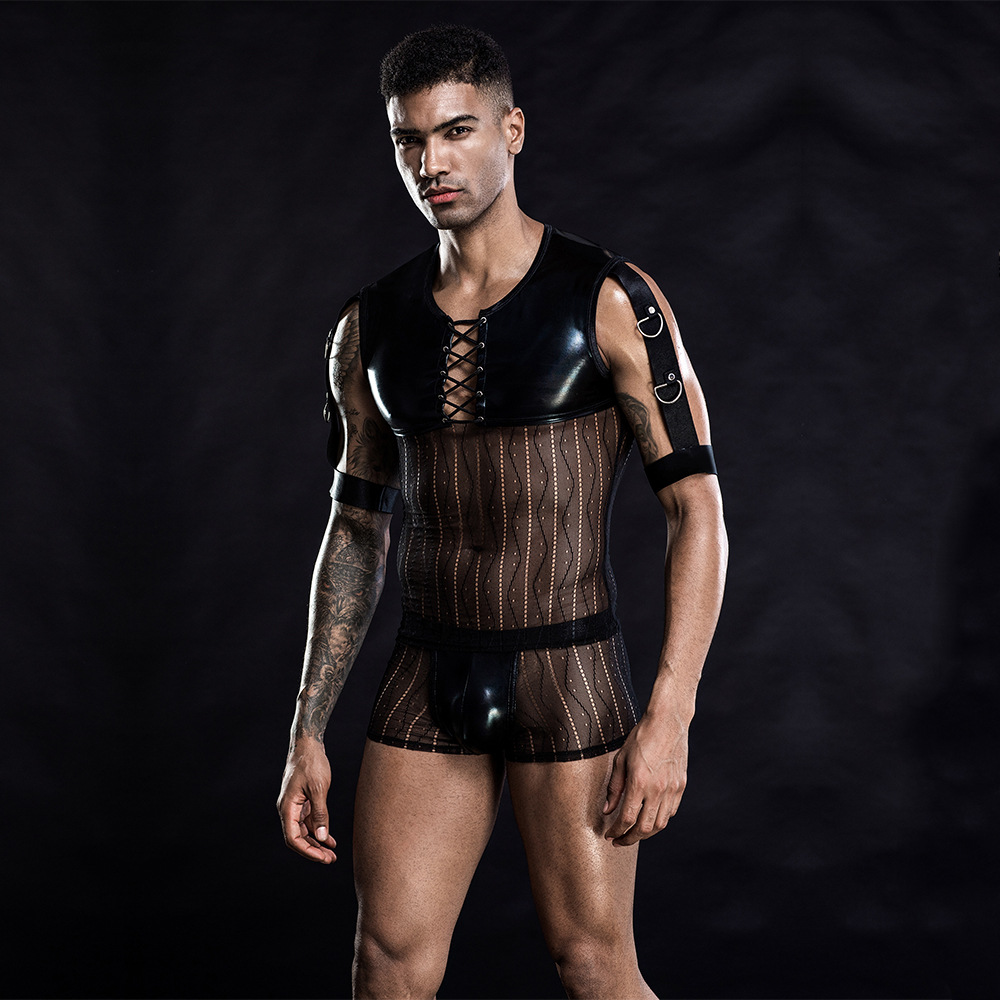 gay lingerie sexy Mens Sexy Bandage Erotic Lingerie Bow One-piece Thong Panties Gay Butler  Costume main image 0